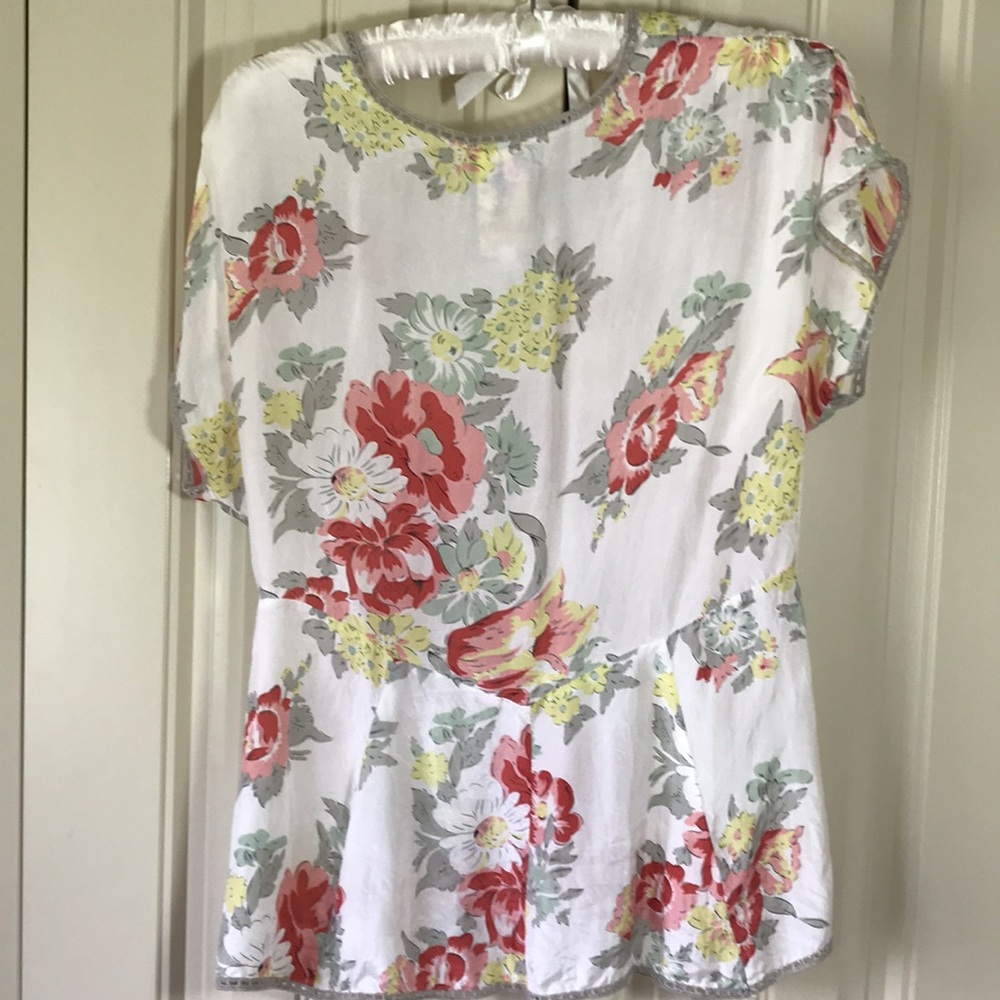 Johnny Was SILK floral blouse top size small - Picture 4 of 6